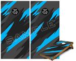 Cornhole Game Board Vinyl Skin Wrap Kit - Premium Laminated - Jagged Camo Neon Blue fits 24x48 game boards (GAMEBOARDS NOT INCLUDED)