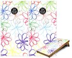 Cornhole Game Board Vinyl Skin Wrap Kit - Premium Laminated - Kearas Flowers on White fits 24x48 game boards (GAMEBOARDS NOT INCLUDED)