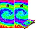 Cornhole Game Board Vinyl Skin Wrap Kit - Premium Laminated - Rainbow Swirl fits 24x48 game boards (GAMEBOARDS NOT INCLUDED)