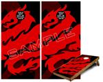 Cornhole Game Board Vinyl Skin Wrap Kit - Premium Laminated - Oriental Dragon Red on Black fits 24x48 game boards (GAMEBOARDS NOT INCLUDED)