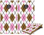 Cornhole Game Board Vinyl Skin Wrap Kit - Premium Laminated - Argyle Pink and Brown fits 24x48 game boards (GAMEBOARDS NOT INCLUDED)