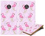 Cornhole Game Board Vinyl Skin Wrap Kit - Premium Laminated - Flamingos on Pink fits 24x48 game boards (GAMEBOARDS NOT INCLUDED)