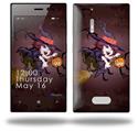 Cute Halloween Witch on Broom with Cat and Jack O Lantern Pumpkin - Decal Style Skin (fits Nokia Lumia 928)