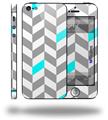 Chevrons Gray And Aqua - Decal Style Vinyl Skin (fits Apple Original iPhone 5, NOT the iPhone 5C or 5S)