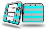 Psycho Stripes Neon Teal and Gray - Decal Style Vinyl Skin fits Nintendo 2DS - 2DS NOT INCLUDED