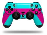 WraptorSkinz Skin compatible with Sony PS4 Dualshock Controller PlayStation 4 Original Slim and Pro Psycho Stripes Neon Teal and Hot Pink (CONTROLLER NOT INCLUDED)