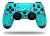 WraptorSkinz Skin compatible with Sony PS4 Dualshock Controller PlayStation 4 Original Slim and Pro Paper Planes Neon Teal (CONTROLLER NOT INCLUDED)