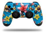 WraptorSkinz Skin compatible with Sony PS4 Dualshock Controller PlayStation 4 Original Slim and Pro Beach Flowers Blue Medium (CONTROLLER NOT INCLUDED)