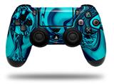 WraptorSkinz Skin compatible with Sony PS4 Dualshock Controller PlayStation 4 Original Slim and Pro Liquid Metal Chrome Neon Blue (CONTROLLER NOT INCLUDED)