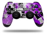 WraptorSkinz Skin compatible with Sony PS4 Dualshock Controller PlayStation 4 Original Slim and Pro Purple Checker Skull Splatter (CONTROLLER NOT INCLUDED)