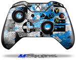 Decal Skin Wrap fits Microsoft XBOX One Wireless Controller Checker Skull Splatter Blue