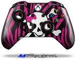 Decal Skin Wrap fits Microsoft XBOX One Wireless Controller Pink Zebra Skull