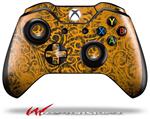 Decal Skin Wrap fits Microsoft XBOX One Wireless Controller Folder Doodles Orange