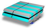 Vinyl Decal Skin Wrap compatible with Sony PlayStation 4 Original Console Psycho Stripes Neon Teal and Gray (PS4 NOT INCLUDED)