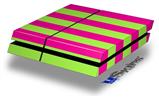 Vinyl Decal Skin Wrap compatible with Sony PlayStation 4 Original Console Psycho Stripes Neon Green and Hot Pink (PS4 NOT INCLUDED)