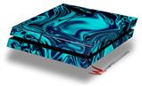 Vinyl Decal Skin Wrap compatible with Sony PlayStation 4 Original Console Liquid Metal Chrome Neon Blue (PS4 NOT INCLUDED)