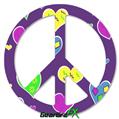 Crazy Hearts - Peace Sign Car Window Decal 6 x 6 inches