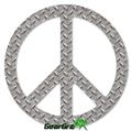 Diamond Plate Metal 02 - Peace Sign Car Window Decal 6 x 6 inches