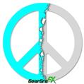 Ripped Colors Neon Teal Gray - Peace Sign Car Window Decal 6 x 6 inches