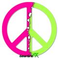 Ripped Colors Hot Pink Neon Green - Peace Sign Car Window Decal 6 x 6 inches
