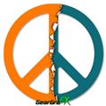 Ripped Colors Orange Seafoam Green - Peace Sign Car Window Decal 6 x 6 inches