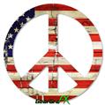 Painted Faded and Cracked USA American Flag - Peace Sign Car Window Decal 6 x 6 inches