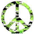 WraptorCamo Digital Camo Neon Green - Peace Sign Car Window Decal 6 x 6 inches