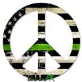 Painted Faded and Cracked Green Line USA American Flag - Peace Sign Car Window Decal 6 x 6 inches