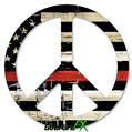 Painted Faded and Cracked Red Line USA American Flag - Peace Sign Car Window Decal 6 x 6 inches