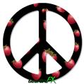 Strawberries on Black - Peace Sign Car Window Decal 6 x 6 inches