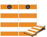 Cornhole Game Board Vinyl Skin Wrap Kit - Psycho Stripes Orange and White fits 24x48 game boards (GAMEBOARDS NOT INCLUDED)