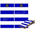 Cornhole Game Board Vinyl Skin Wrap Kit - Psycho Stripes Blue and White fits 24x48 game boards (GAMEBOARDS NOT INCLUDED)