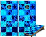 Cornhole Game Board Vinyl Skin Wrap Kit - Blue Star Checkers fits 24x48 game boards (GAMEBOARDS NOT INCLUDED)