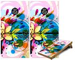 Cornhole Game Board Vinyl Skin Wrap Kit - Floral Splash fits 24x48 game boards (GAMEBOARDS NOT INCLUDED)