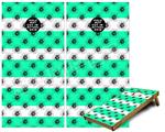 Cornhole Game Board Vinyl Skin Wrap Kit - Kearas Daisies Stripe Sea Foam fits 24x48 game boards (GAMEBOARDS NOT INCLUDED)