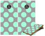 Cornhole Game Board Vinyl Skin Wrap Kit - Kearas Polka Dots Mint And Gray fits 24x48 game boards (GAMEBOARDS NOT INCLUDED)
