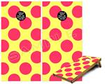 Cornhole Game Board Vinyl Skin Wrap Kit - Kearas Polka Dots Pink And Yellow fits 24x48 game boards (GAMEBOARDS NOT INCLUDED)
