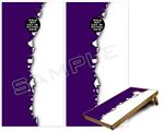 Cornhole Game Board Vinyl Skin Wrap Kit - Ripped Colors Purple White fits 24x48 game boards (GAMEBOARDS NOT INCLUDED)