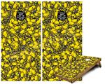 Cornhole Game Board Vinyl Skin Wrap Kit - Scattered Skulls Yellow fits 24x48 game boards (GAMEBOARDS NOT INCLUDED)