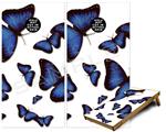 Cornhole Game Board Vinyl Skin Wrap Kit - Butterflies Blue fits 24x48 game boards (GAMEBOARDS NOT INCLUDED)