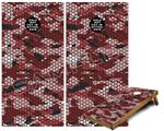 Cornhole Game Board Vinyl Skin Wrap Kit - HEX Mesh Camo 01 Red fits 24x48 game boards (GAMEBOARDS NOT INCLUDED)