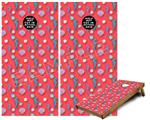 Cornhole Game Board Vinyl Skin Wrap Kit - Seahorses and Shells Coral fits 24x48 game boards (GAMEBOARDS NOT INCLUDED)