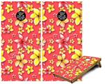 Cornhole Game Board Vinyl Skin Wrap Kit - Beach Flowers Coral fits 24x48 game boards (GAMEBOARDS NOT INCLUDED)