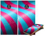 Cornhole Game Board Vinyl Skin Wrap Kit - Two Tone Waves Neon Teal Hot Pink fits 24x48 game boards (GAMEBOARDS NOT INCLUDED)
