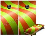 Cornhole Game Board Vinyl Skin Wrap Kit - Two Tone Waves Neon Green Orange fits 24x48 game boards (GAMEBOARDS NOT INCLUDED)