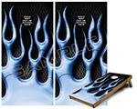 Cornhole Game Board Vinyl Skin Wrap Kit - Metal Flames Blue fits 24x48 game boards (GAMEBOARDS NOT INCLUDED)