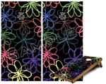 Cornhole Game Board Vinyl Skin Wrap Kit - Kearas Flowers on Black fits 24x48 game boards (GAMEBOARDS NOT INCLUDED)