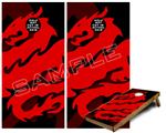 Cornhole Game Board Vinyl Skin Wrap Kit - Oriental Dragon Red on Black fits 24x48 game boards (GAMEBOARDS NOT INCLUDED)