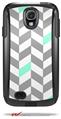Chevrons Gray And Seafoam - Decal Style Vinyl Skin fits Otterbox Commuter Case for Samsung Galaxy S4 (CASE SOLD SEPARATELY)