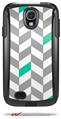 Chevrons Gray And Turquoise - Decal Style Vinyl Skin fits Otterbox Commuter Case for Samsung Galaxy S4 (CASE SOLD SEPARATELY)